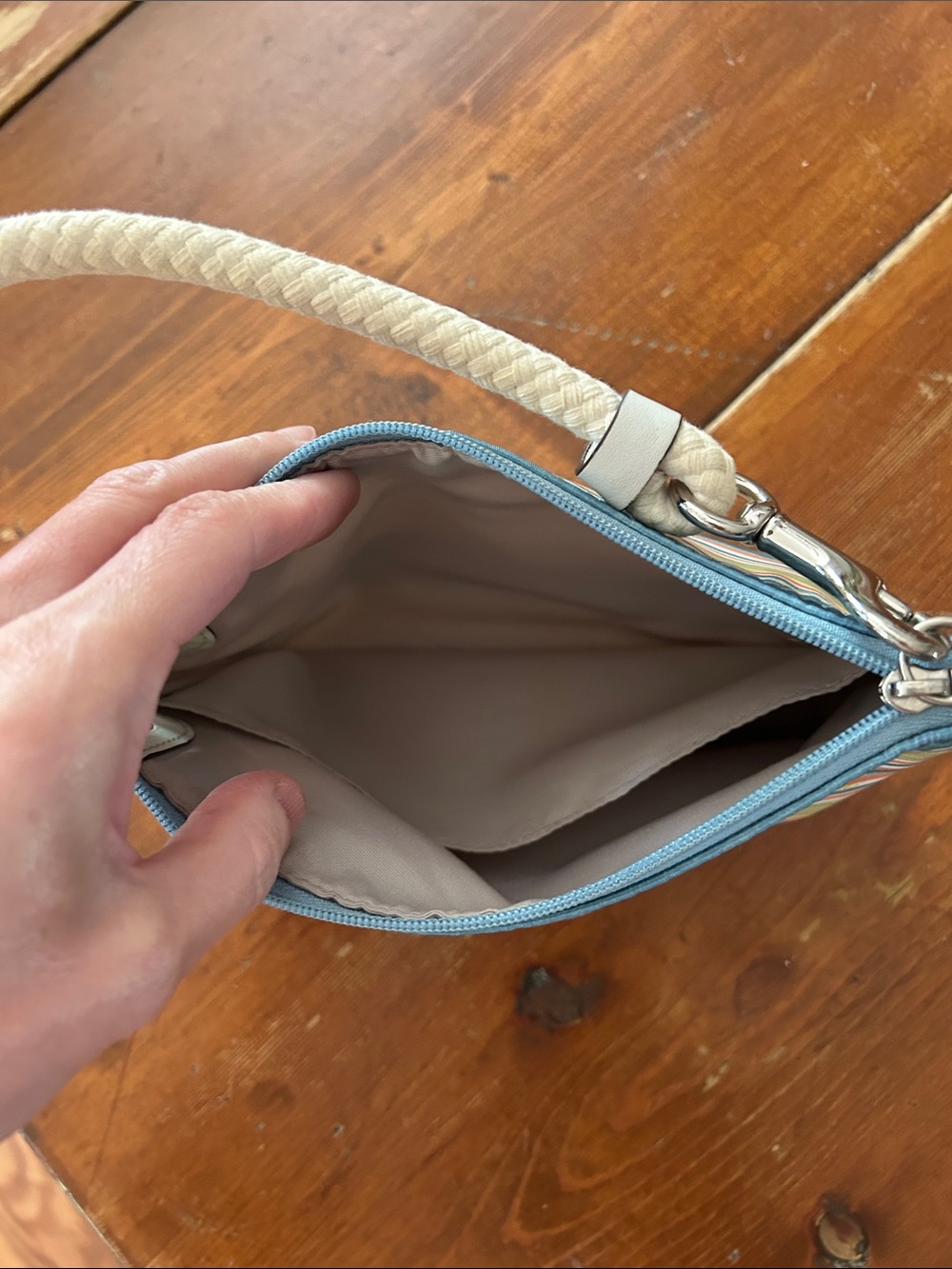 Coach Striped Wristlet in Blue and Multi-Color - Picture 2 of 5